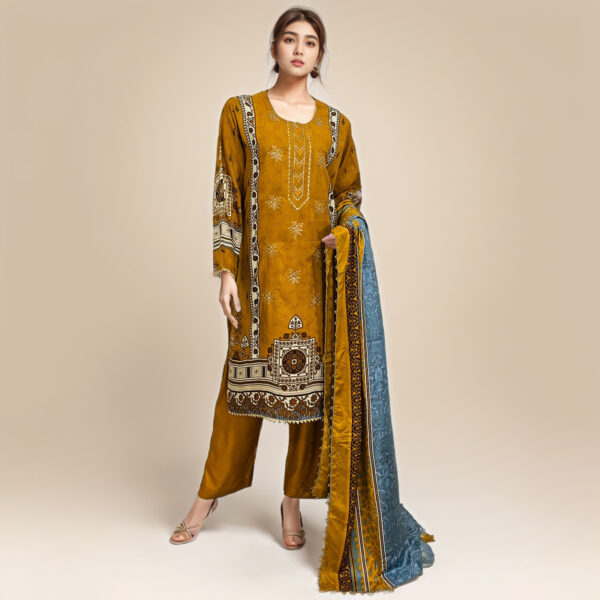 Mustard Brown linen suits wholesale pakistan