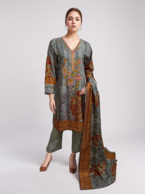 Wholesale Dusty Grey dhanak stitched suit