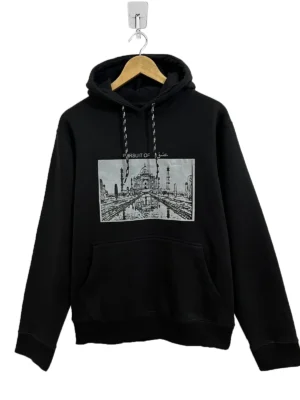 Black wholesale fleece print Hoodie