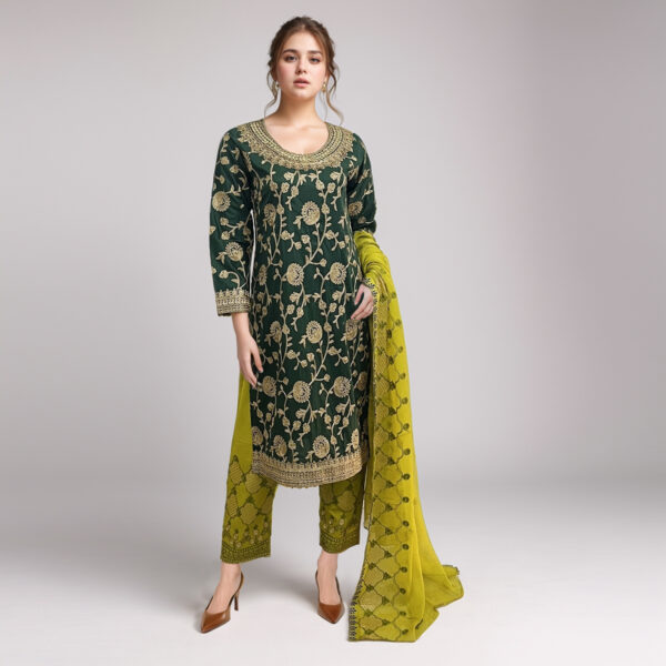 Dark Green pakistan wholesale suit linen