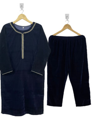 Dark Navy Blue velvet suits in Pakistan