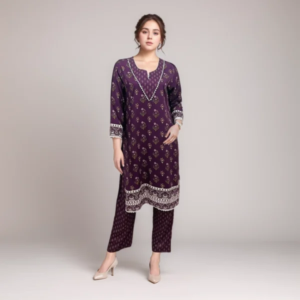 Grape Purple Pakistan wholesale linen 2pc suit