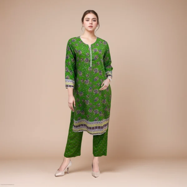 Grass Green Linen 2Pc suit wholesale Pakistan