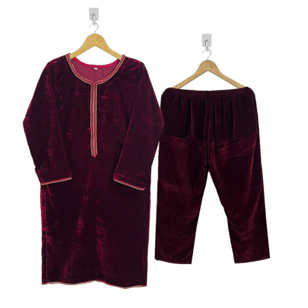 Maroon Pakistani velvet suits