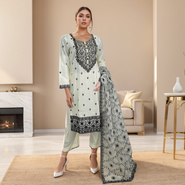 Off-white Pakistani linen suits wholesale