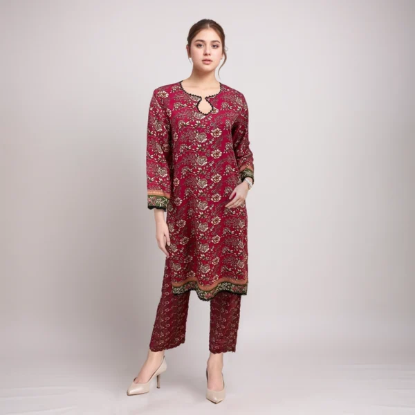 Purple red Pakistan wholesale linen 2pc suit