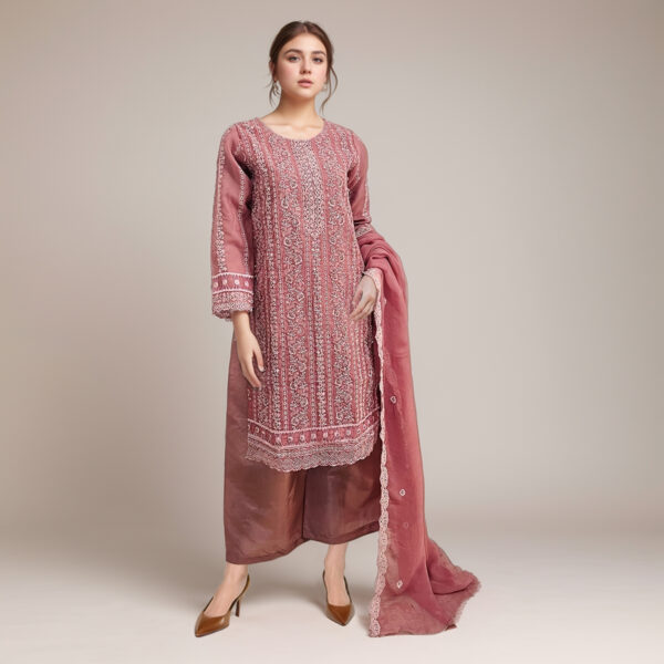 Rose Pink linen suits wholesale pakistani