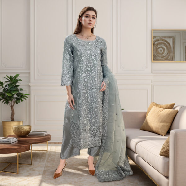 Silver Grey Pakistani linen suits