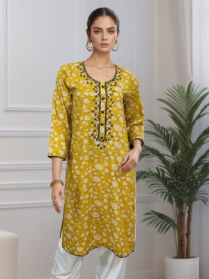 Dark Mustard pakistani kurtis wholesale