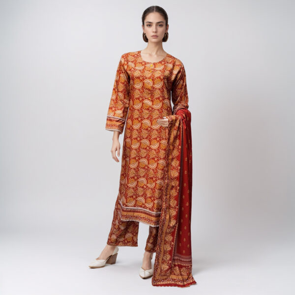 Red brown pakistani wholesale linen suits