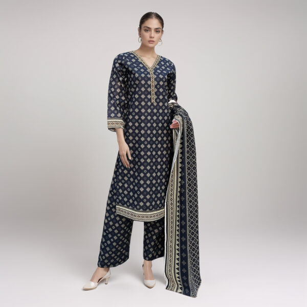 Tealish Blue khaddar 3 piece suit pakistani