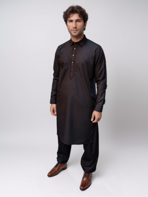 Embroidered Black Shalwar Kameez For Men Pakistan