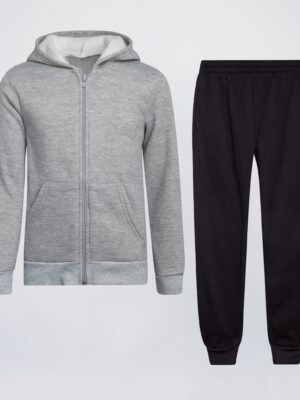 Heather Grey - Black Wholesale Jogger Set