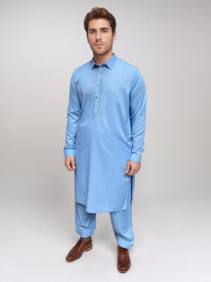 Embroidered Jordy Blue Men's Shalwar Kameez Pakistani