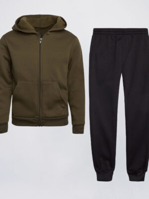 Olive - Black wholesale hoodie and jogger sets