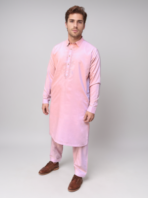 Embroidered Pastel Pink Shalwar Kameez For Men Pakistan