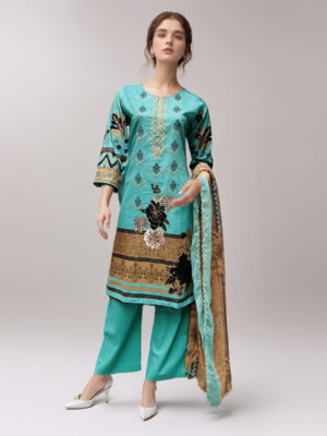 Cyan Embroidered Lawn Suit