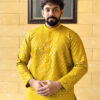 Dull Yellow pakistani mens kurta pajama