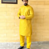 Dull Yellow pakistani mens kurta pajama