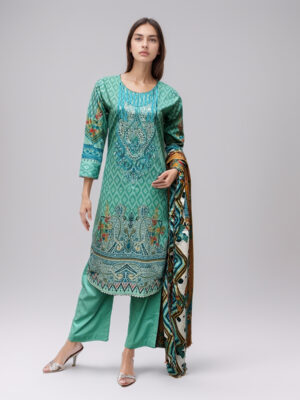 Jungle Green Summer Lawn Suit