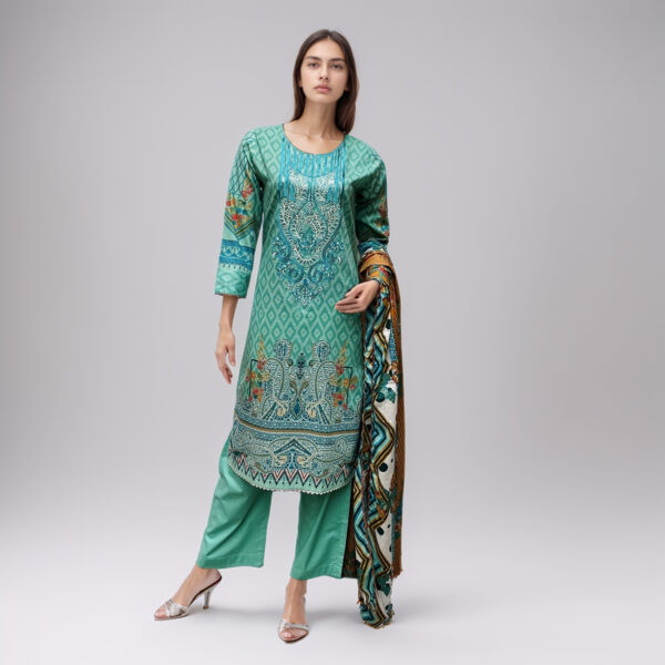 Jungle Green Summer Lawn Suit