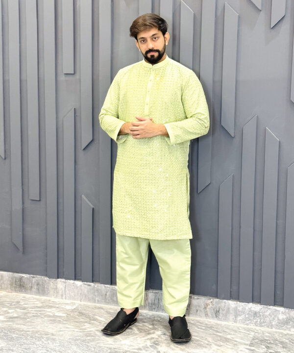 Light green mens kurta pajama pakistani