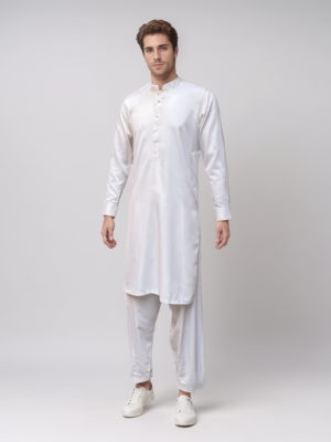 OFF White Pakistani Men's Shalwar Kameez