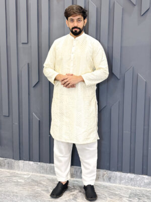 Off white kurta pajama for men pakistan