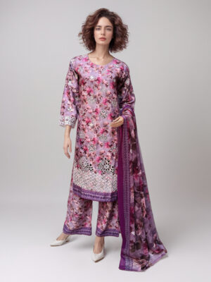 Pastel Purple Lawn suits with chiffon dupatta