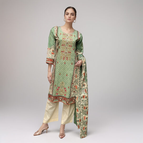 Spanish Green Designer Lawn Suit