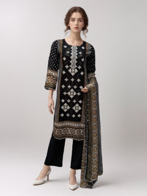 Black Embroidered Lawn Suit