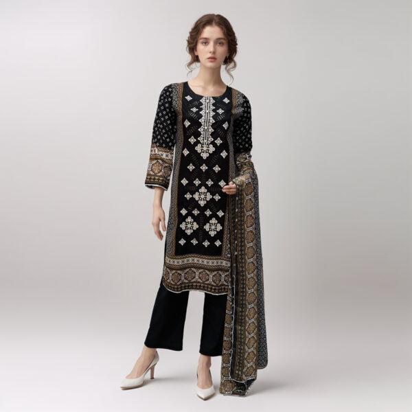 Black Embroidered Lawn Suit