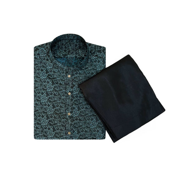 Bluish Cyan Jamawar kurta pajama