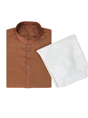 Brown Rust Jamawar kurta for men