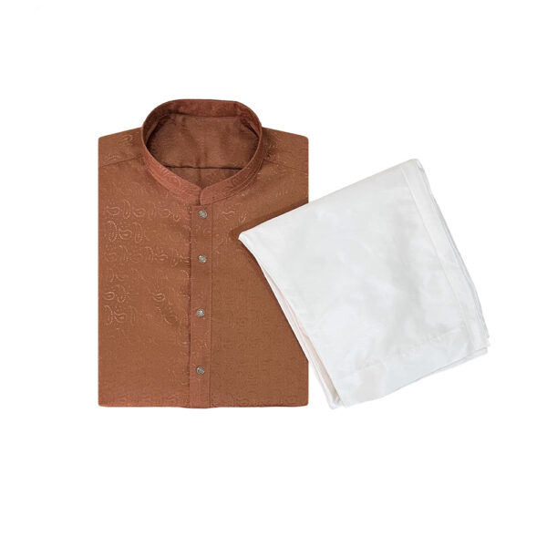 Brown Rust Jamawar kurta for men